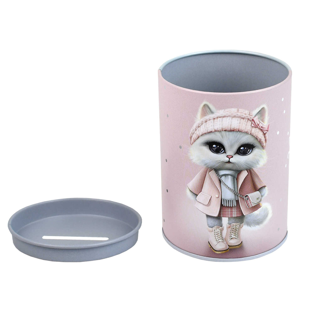 Копилка-подставка для канцелярских принадлежностей, 10,4х7,5х7,5 см, розовый Коллекция "ГОРОДСКИЕ КОШЕЧКИ"