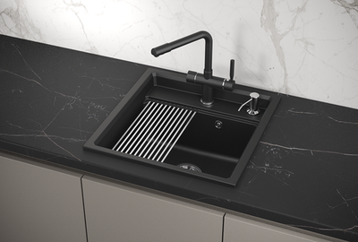 Кухонная мойка GRANULA Kitchen Space (5002, ШВАРЦ)