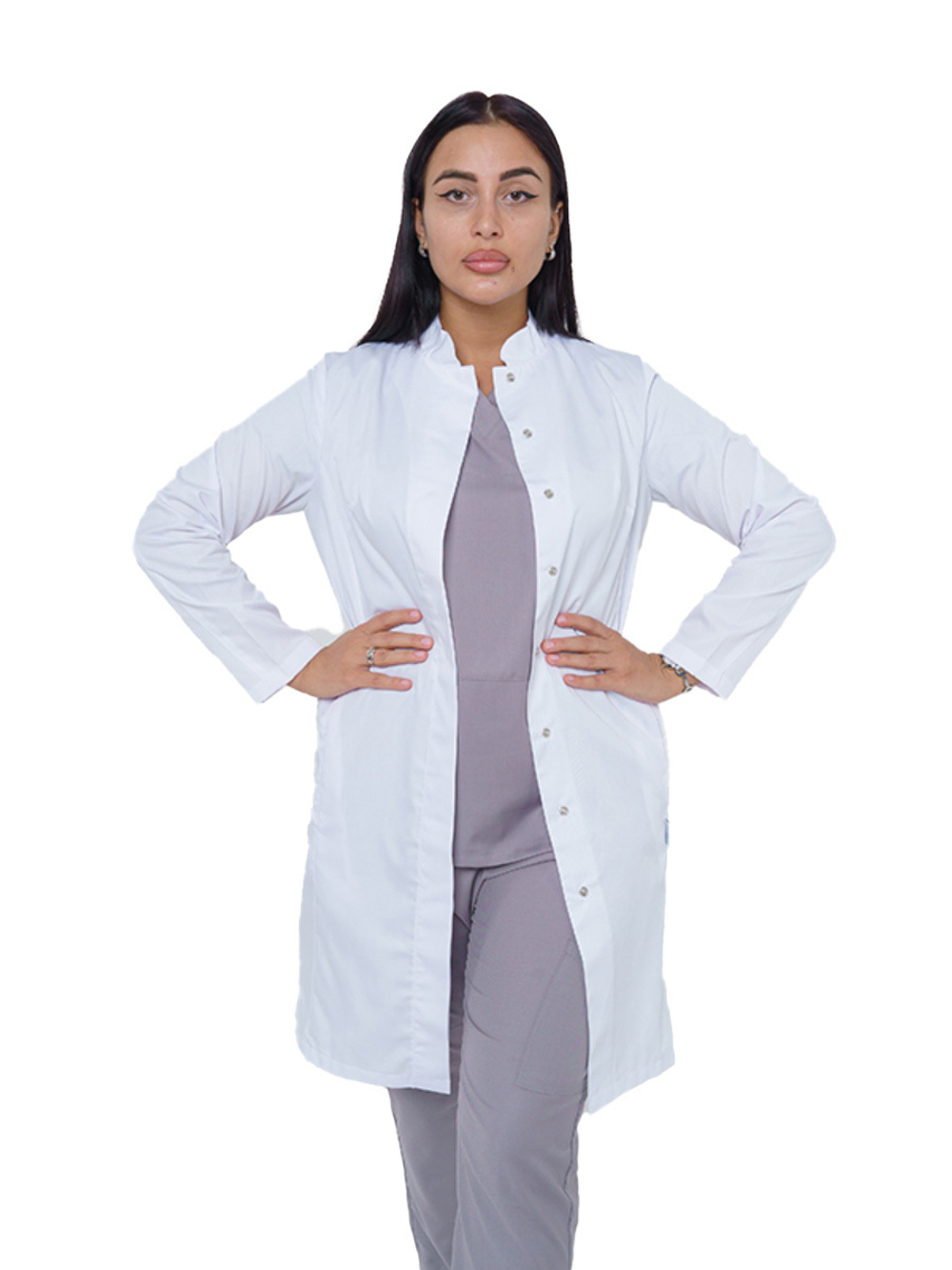 Халат медицинский женский Doctor Big 250, длинный рукав, белый, 58