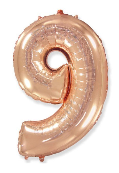 Шар цифра №9 Розовое золото