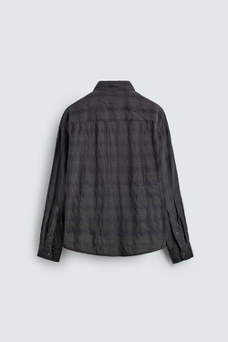 ZARA РУБАШКА RELAXED FIT В КЛЕТКУ, АНТРАЦИТОВО-СЕРЫЙ