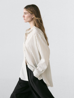 Massimo Dutti Рубашка из струящейся ткани в полоску, белый