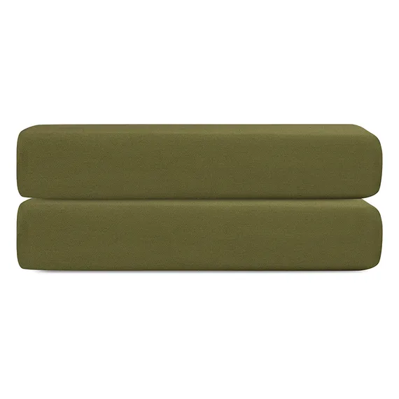 Простыня на резинке из сатина из коллекции meditation, olive, 180х200х30 см