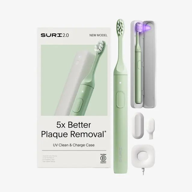 SURI Электрическая зубная щетка 2.0 Sonic Electric Toothbrush with UV Cleaning Travel Case, Winter Fern