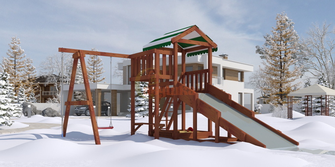 Детская площадка Савушка Мастер 1 с зимней и летней (Махагон) 4 сезона