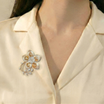 Брошь Fiore Luna Цветок Swarovski crystal + Zircon XR10675F BR/G