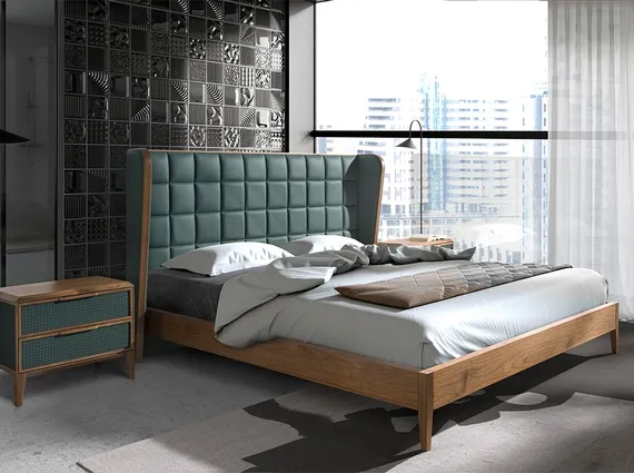 Кровать Angel Cerda 7148, темно-зеленая экокожа