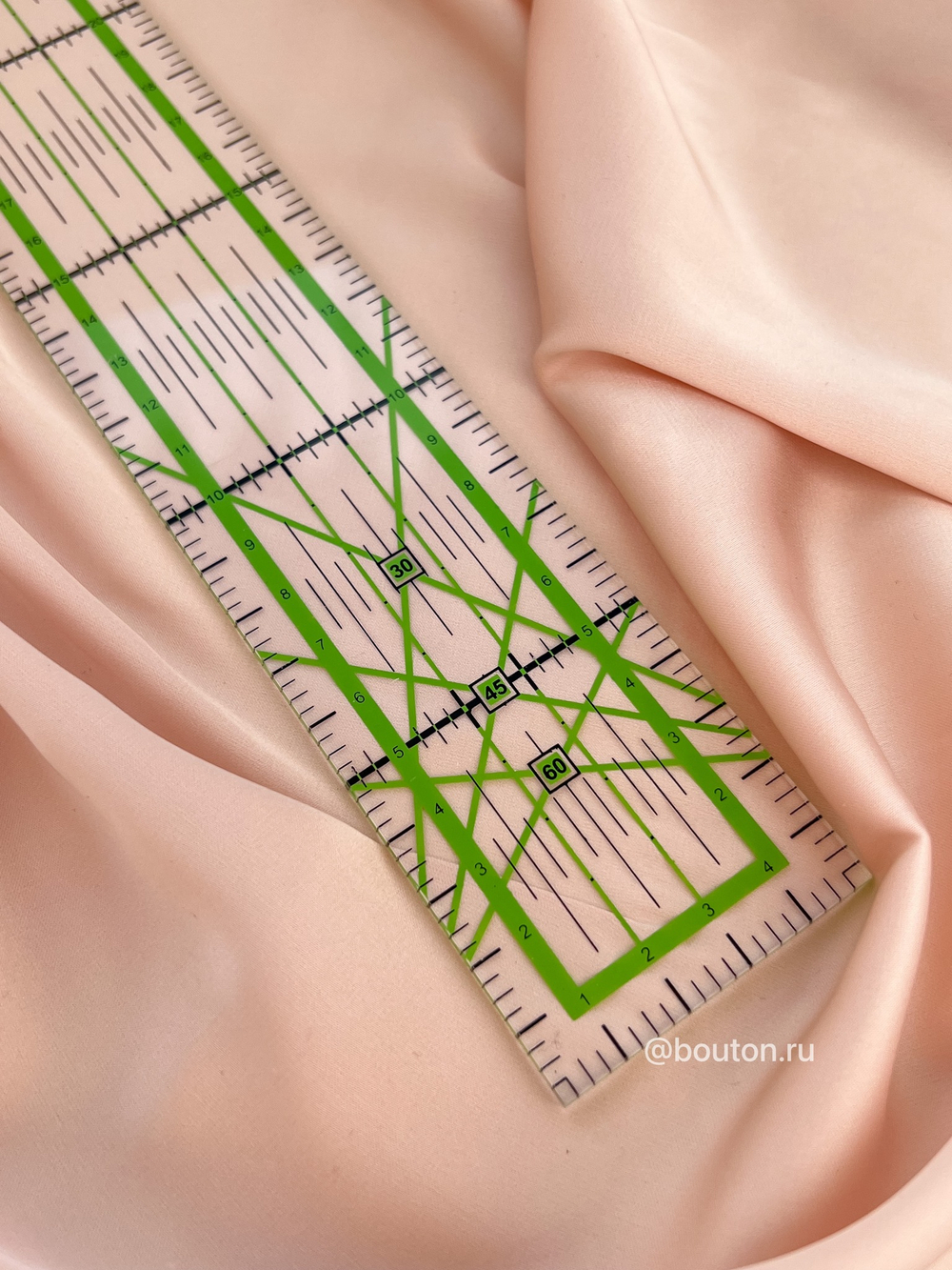 Линейка для пэчворка зеленая 30х5