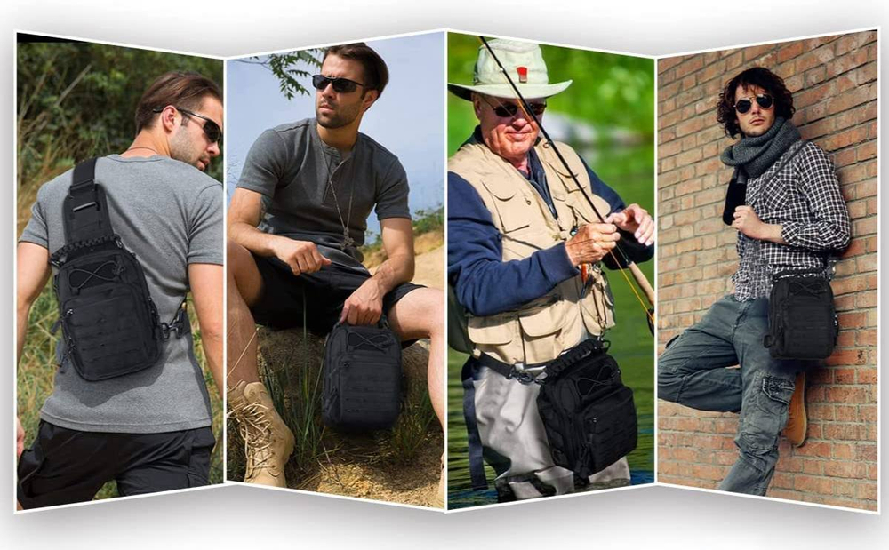 Тактическая плечевая сумка с паракордом / чёрный