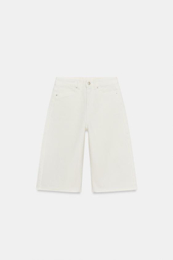 ZARA ДЖИНСОВЫЕ ШОРТЫ СО СРЕДНЕЙ ПОСАДКОЙ — ZW COLLECTION, БЕЛЫЙ
