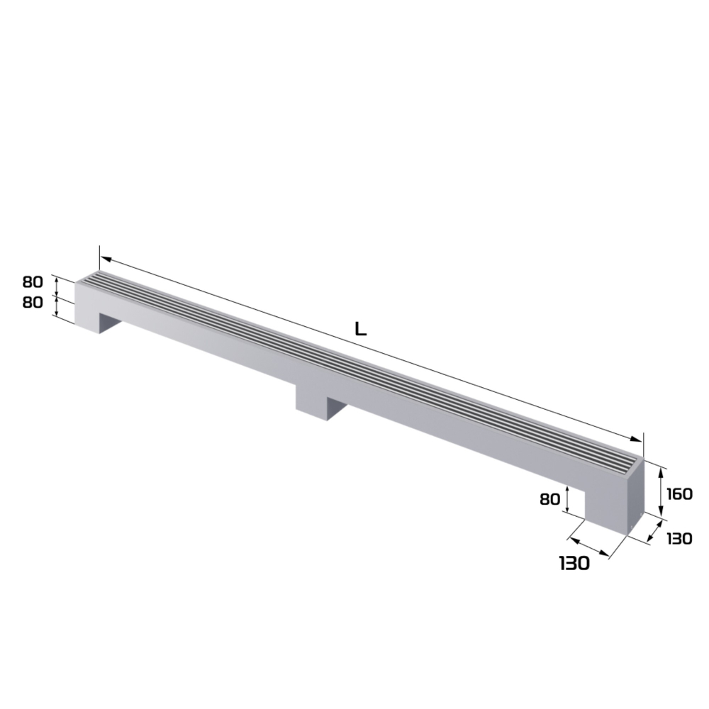 Конвектор напольный Royal Thermo STEP-80/130/2400-1-N-SS-LG-NA