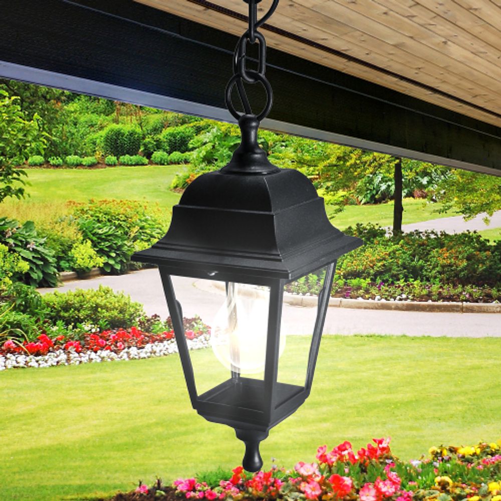 Садово-парковый светильник ЭРА НСУ 04-60-001 черный 4 гранный подвесной IP44 Е27 max60Вт