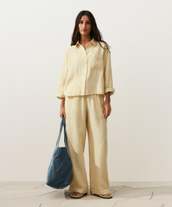 Oysho Короткая рубашка из 100%-го льна, желтый