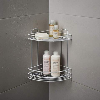 Полка угловая 2-х ярусная 21*21*30,5см "White", белый