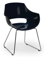 Кресло пластиковое на полозьях Papatya Opal Sled, хромированный, черный