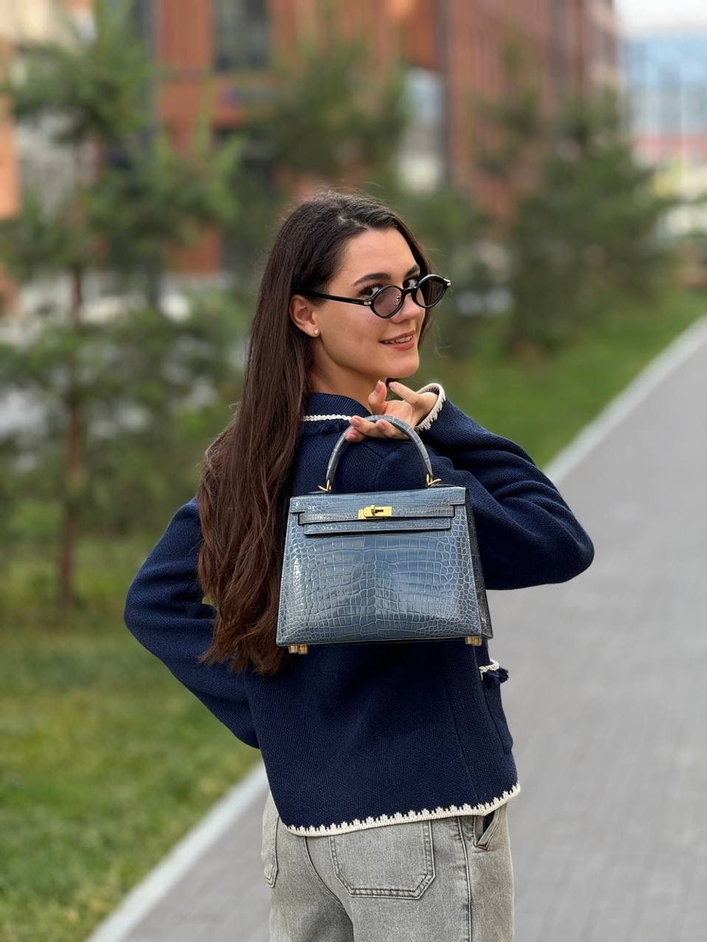 Сумка Hermes из кожи крокодила 25 см
