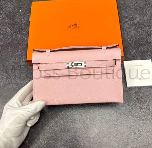 Розовая сумка Hermes Kelly Pochette