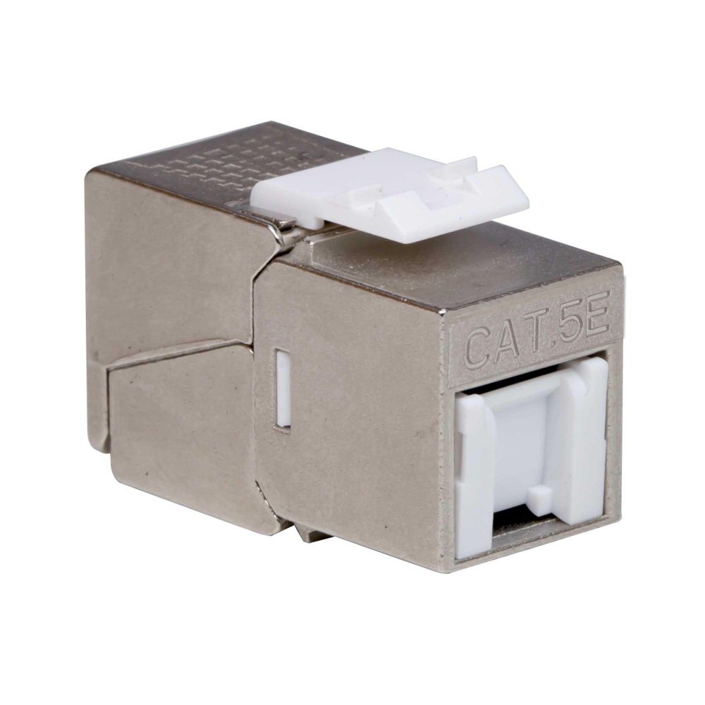 Модуль Keystone RJ45 CAT 5E с пылезащитной шторкой, экранированный (STP), 180 градусов, серебристый