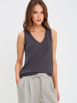 Базовый трикотажный топ с V-вырезом под пиджак