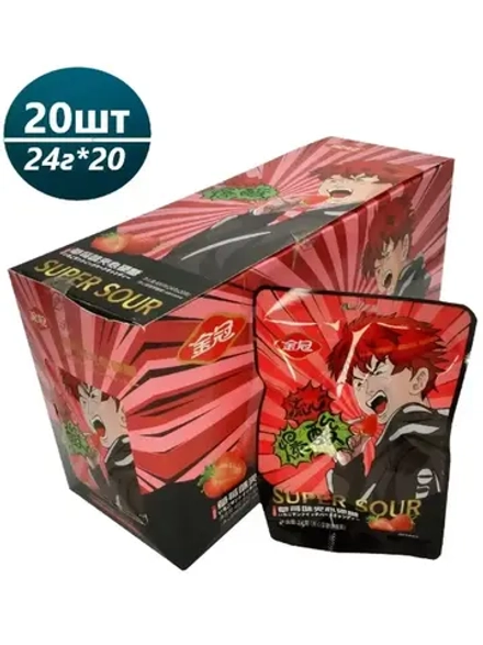 Конфеты супер кислые со вкусом клубники 24 г * 20 шт