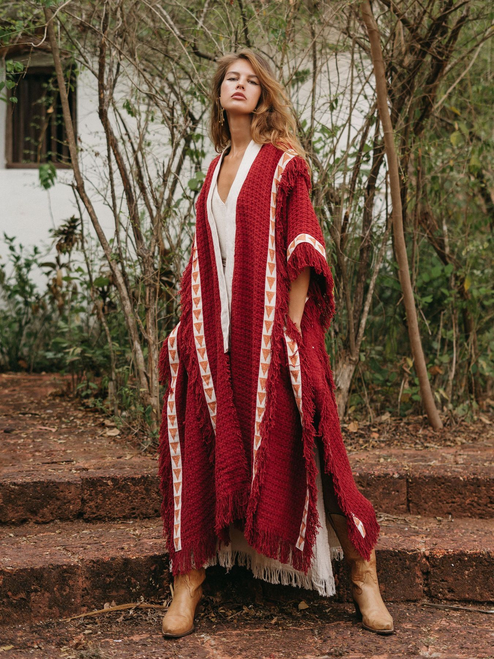 Berber пальто-пончо (красная охра)