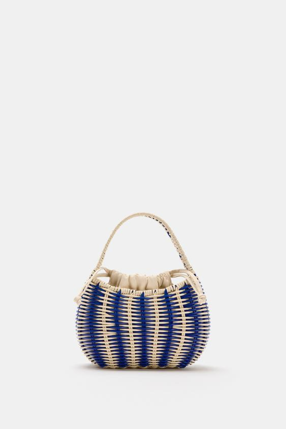 ZARA ЖЕСТКАЯ ПЛЕТЕНАЯ СУМКА, СИНИЙ