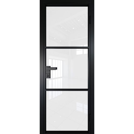 Алюминиевая дверь 13AG чёрная матовая RAL9005 остеклённая