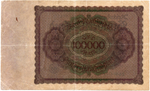 Банкнота Германия, Веймарская республика 100000 марок 1923 год
