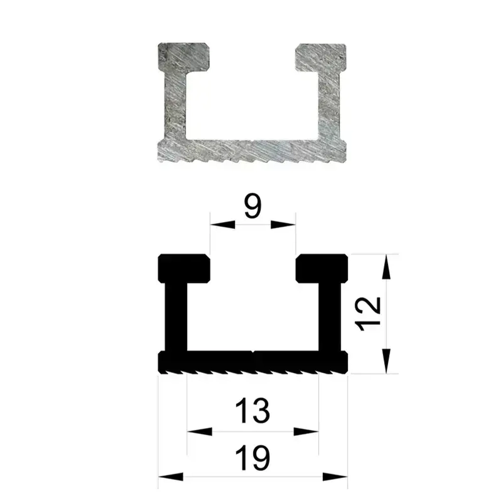 Профиль алюминиевый 19х12 длина 1,2 м Woodwork TR19.120