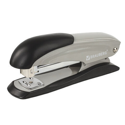 Степлер №24/6, 26/6 металлический BRAUBERG «Office-Expert», до 25 листов, серый.