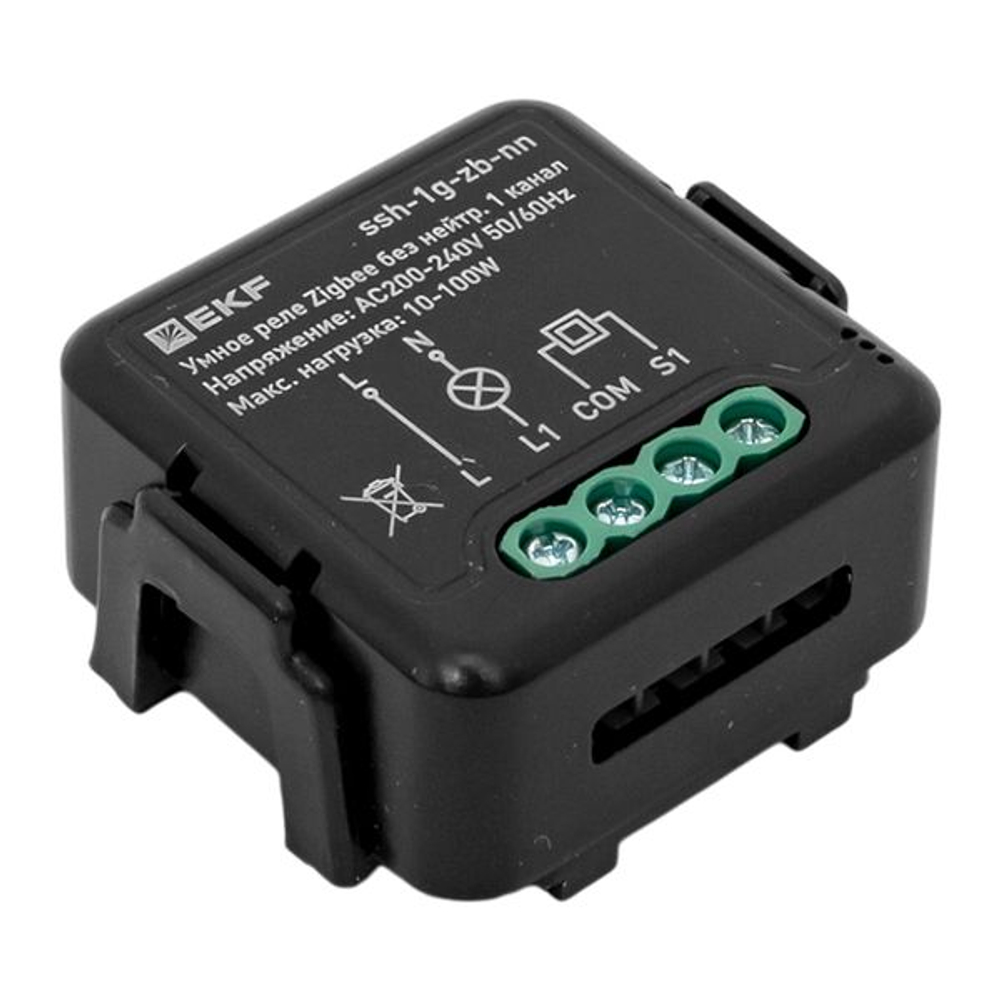 Умное реле в подрозетник 1-канальное без нейтрали Zigbee EKF Connect Select