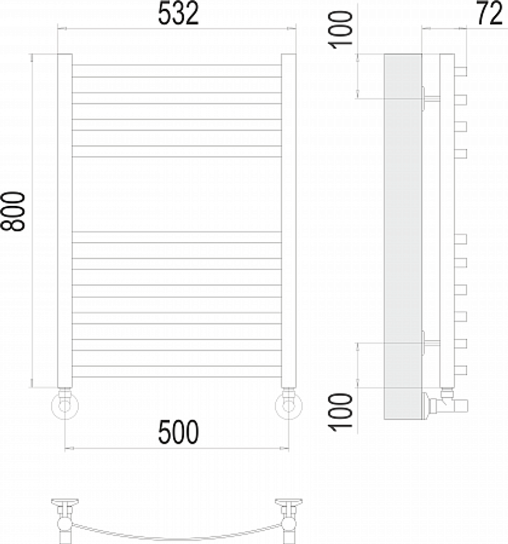 Полотенцесушитель водяной Terminus Авиэль П10 500х800
