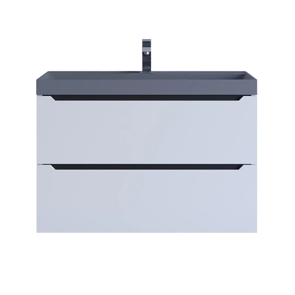 Тумба с раковиной для ванной Uperwood Tanos-Classic Quartz 80 см, белая графит/бетон