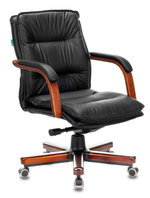 Кресло руководителя Бюрократ T-9927WALNUT-LOW, черный, кожа
