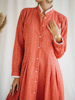 Платье миди из прошвы (коралл)