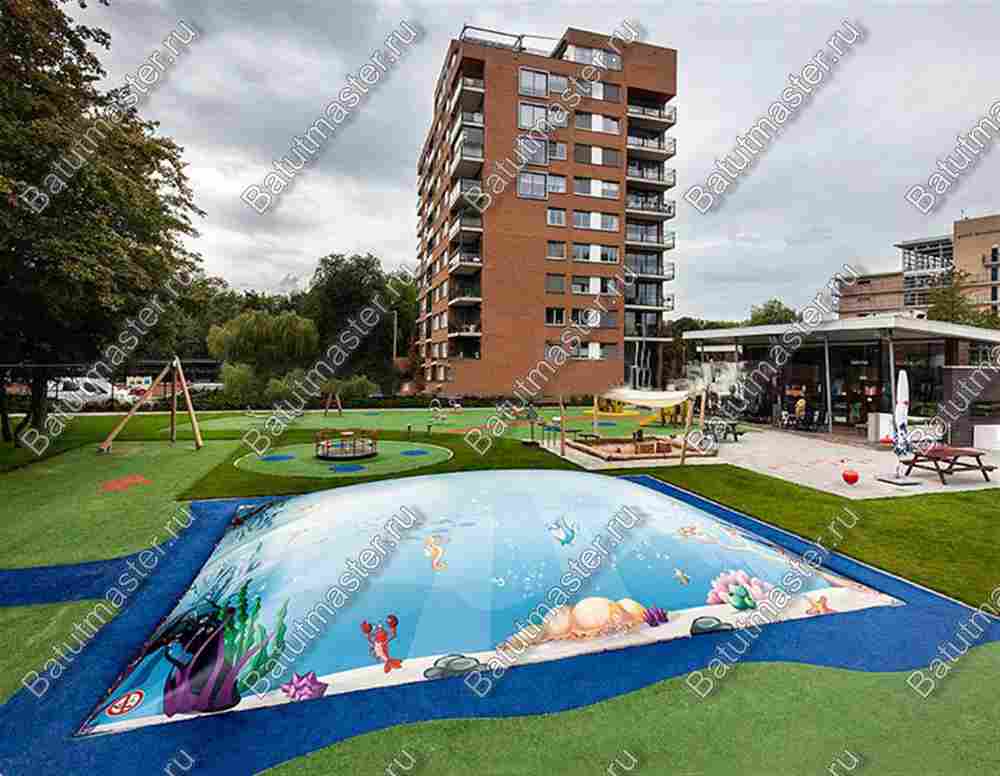 Надувная подушка для установки в грунт «Подводное царство», 8×7×2 м