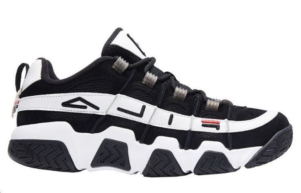 FILA Barricade Low comfortable low-cut retro basketball shoes men's black and white