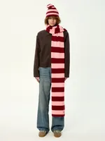 Купить Шарф Kraizy Stripes в полоску бургунди / роза Шарф Kraizy Stripes в полоску бургунди / роза