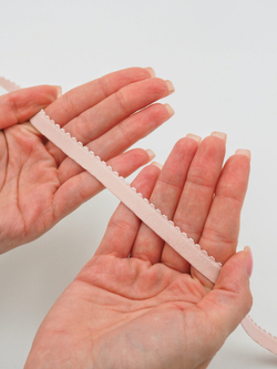 Резинка отделочная пудровая ажурная ширина 10 мм с учетом фестона