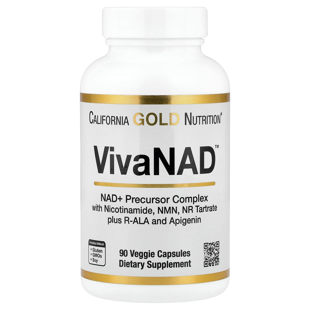 California Gold Nutrition, VivaNAD™, комплекс НАД с NMN, тартрат NR, 90 растительных капсул