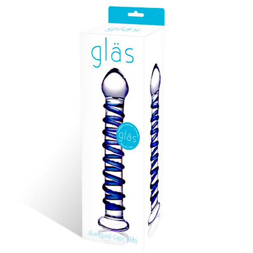 Glas Blue Spiral – стеклянный фаллоимитатор со спиралью, 18,5 см