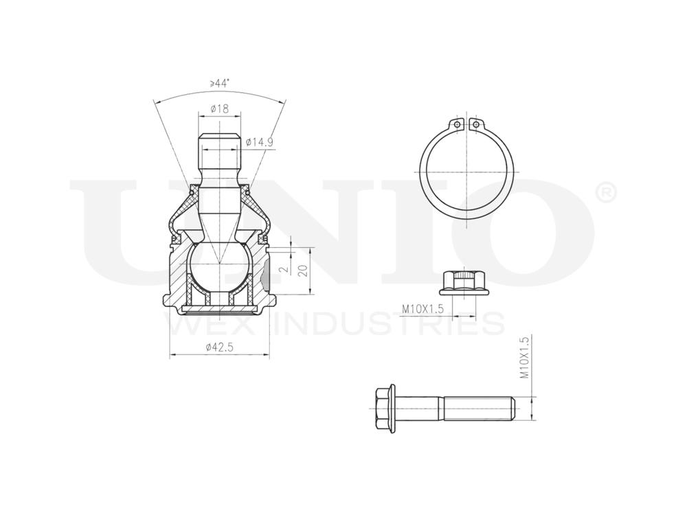 Опора шаровая передняя нижняя UNIO SSP-20023