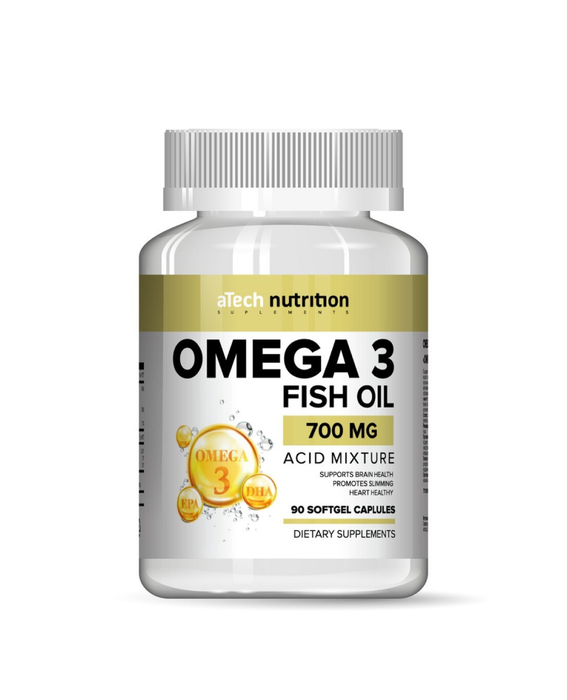 Омега 3-6-9, Omega 3-6-9, 700 мг, aTech nutrition, 90 капсул