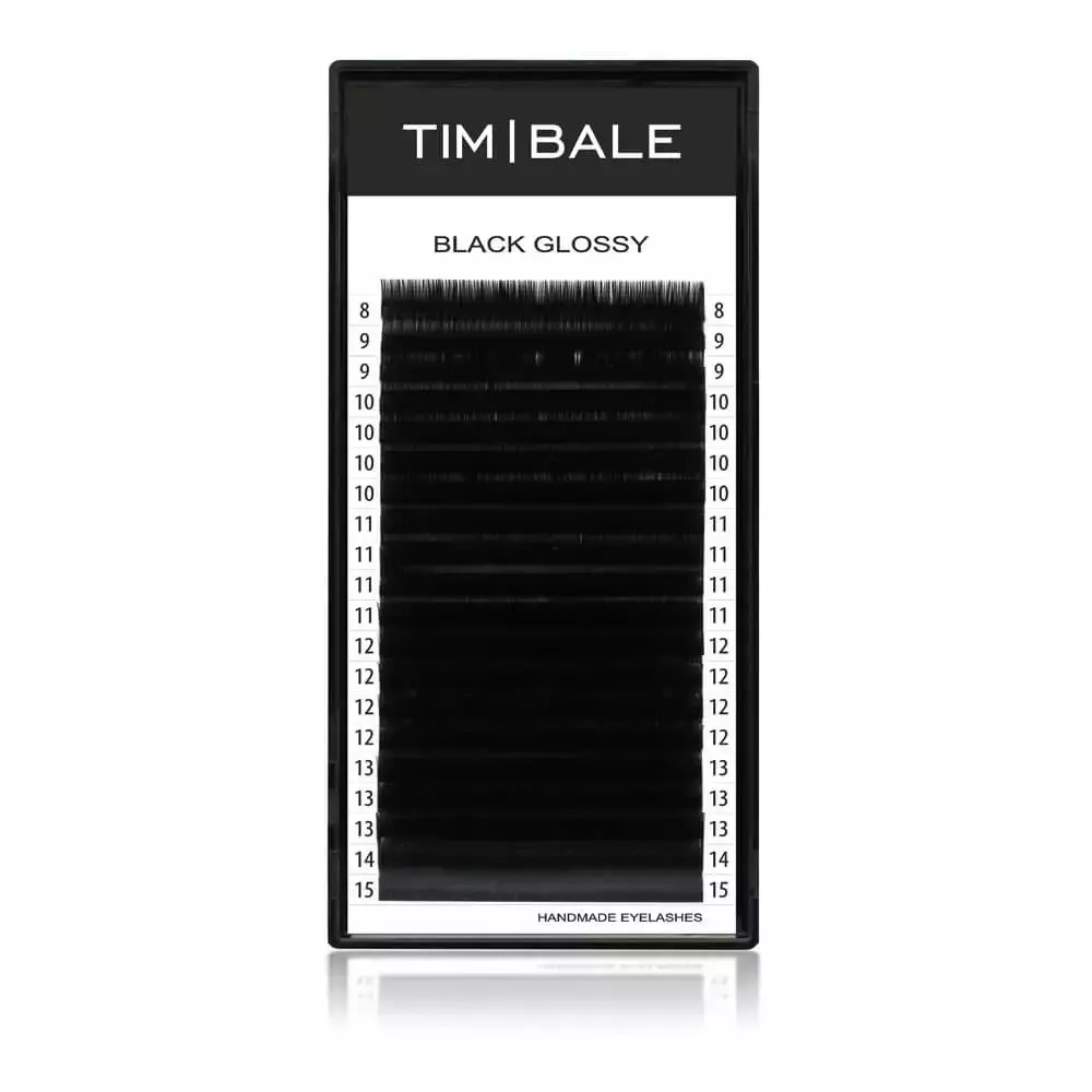 Ресницы чёрные TimBale Black Glossy, MIX 20 линий L 0.10 7-13 mm