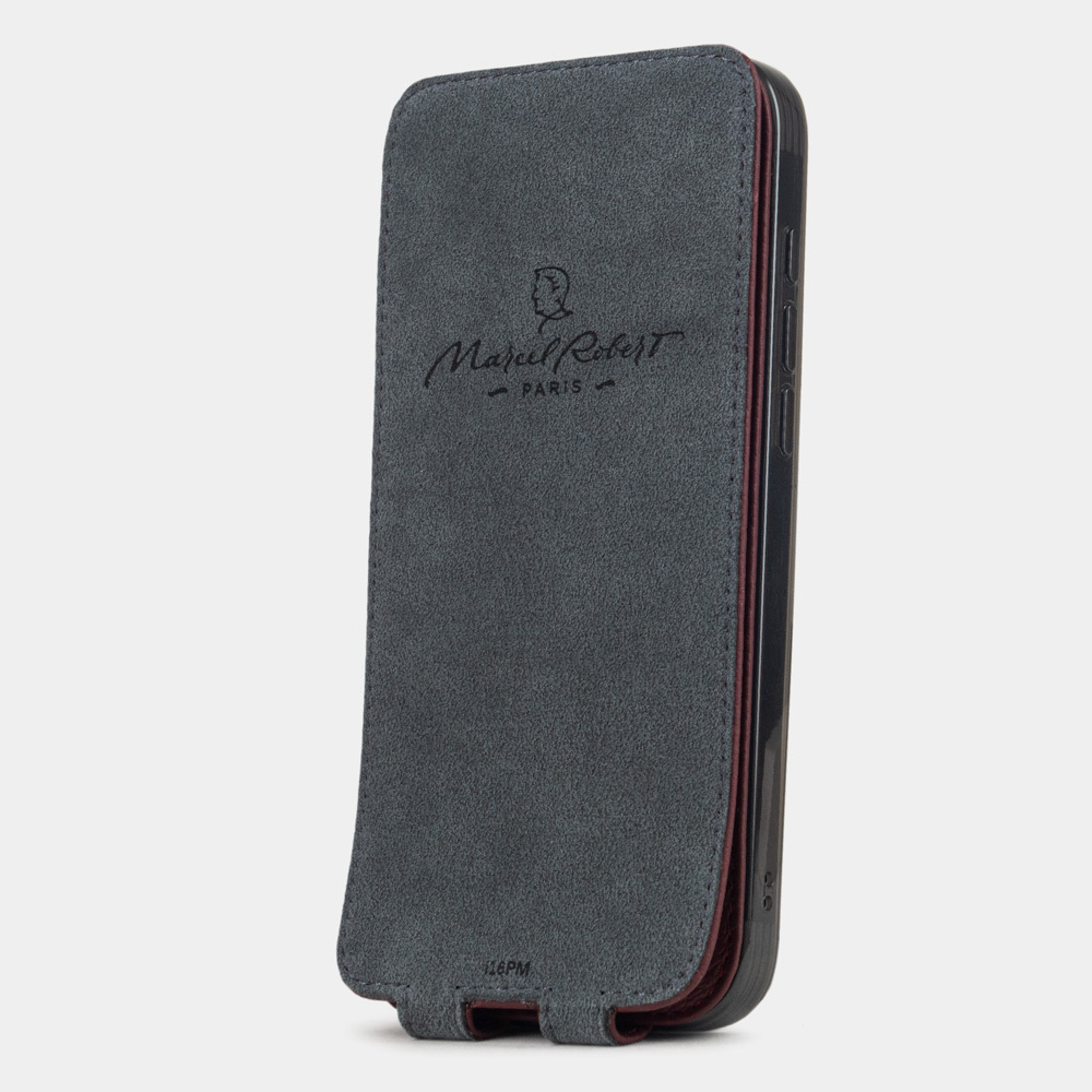 Кожаный чехол для iPhone 16 Pro, теленок бордового цвета