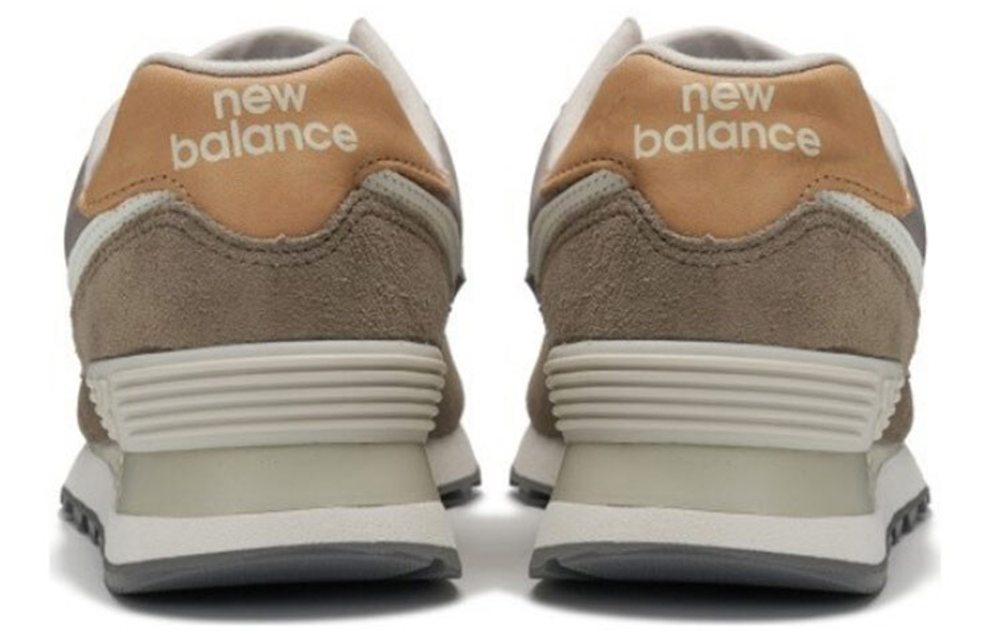 New Balance NB 574 retro first layer cowhide wear-resistant shock-absorbing low-cut casual running shoes women's khaki