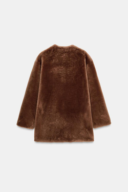 ZARA ДВУСТОРОННЕЕ ПАЛЬТО ИЗ 100% КОЖИ, КОРИЧНЕВЫЙ