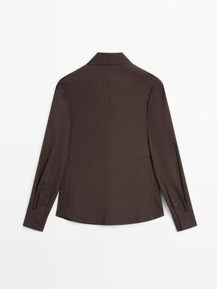 Massimo Dutti Эластичная рубашка из смесового хлопка, коричневый
