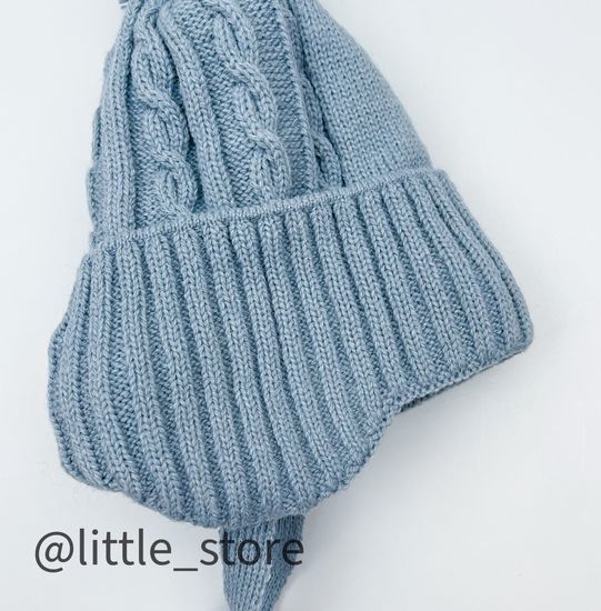 Шапка зимняя "Дино" серо-голубая