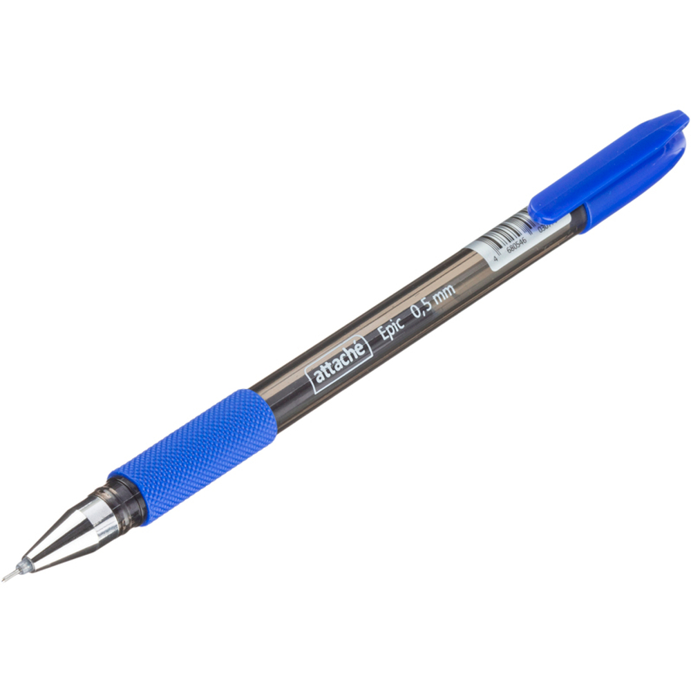 Ручка гелевая Attache "Epic", синяя, 0,5мм, грип, игольчатый стержень